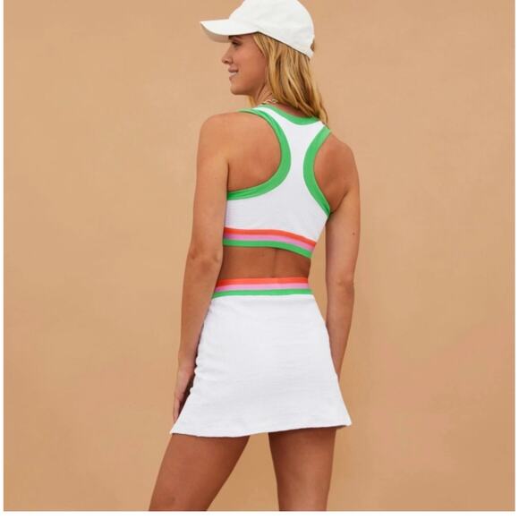 Beach Riot Falda Shore White Striped Waist Notched Summer Mini Skirt Size XS - Picture 2 of 10